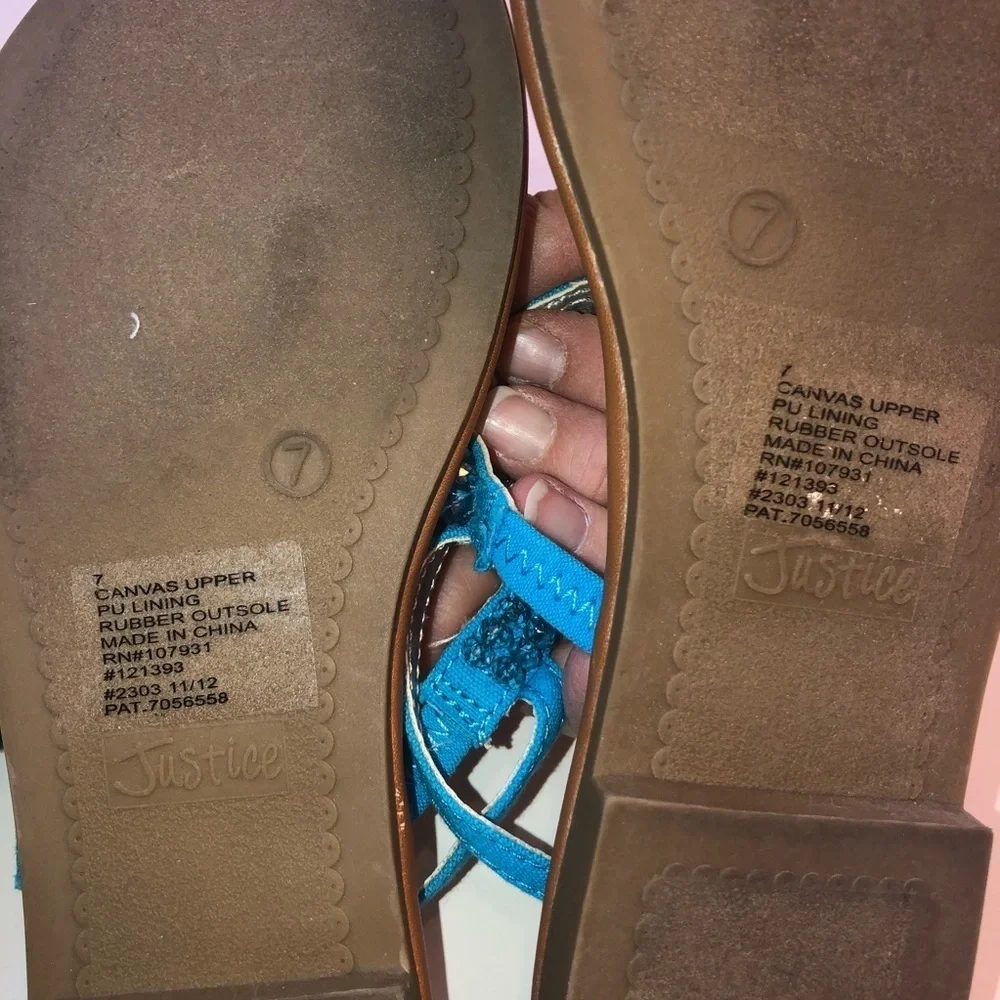 NEW Justice Jeweled Turquoise Blue Sandals